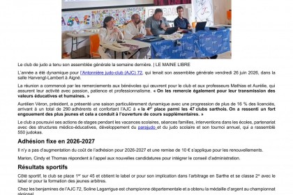 Article Le Maine Libre du 03/07/2026 - Assemblée Générale